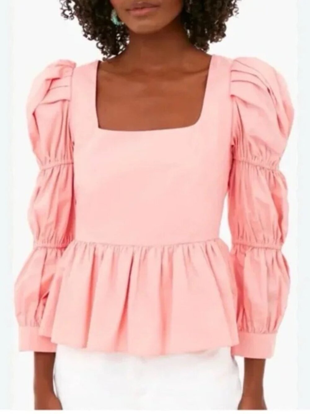 Tuckernuck Hyacinth House Coral Clemons Puff Sleeve Blouse S